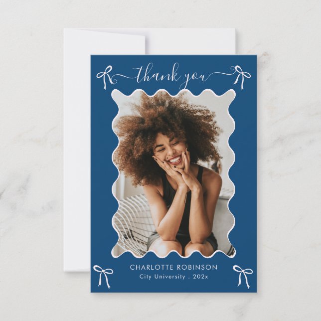 Rosa Bow-Studentfest Tack Kort (Framsida)