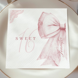 Rosa Bow Sweet 16 Birthday Pappersservett