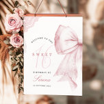 Rosa Bow Sweet 16 Birthday Poster<br><div class="desc">Inledning av den  Rosan Bow Sweet 16 Birthday Poster Den här elegantens inbjudan innehåller en charmerande  rosa-buk och snöre-rustik.</div>