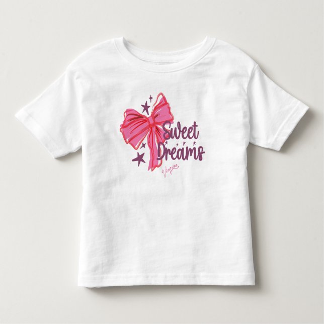 Rosa Bow "Sweet Dreams" Glitter Typography T Shirt (Framsida)