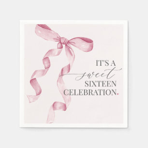 Rosa Bow Sweet sixteen Birthday Decor Pappersserve Pappersservett