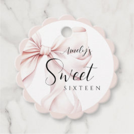 Rosa Bow Sweet sixteen Birthday Gåvor Etiketter