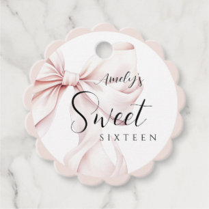 Rosa Bow Sweet sixteen Birthday Gåvor Etiketter