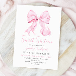 Rosa Bow Sweet sixteen Birthday-inbjudan Inbjudningar