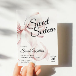Rosa Bow Sweet sixteen Birthday-inbjudan Inbjudningar