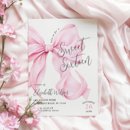 Rosa Bow Sweet sixteen Birthday Inbjudningar