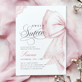 Rosa Bow Sweet sixteen Birthday Inbjudningar