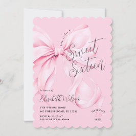 Rosa Bow Sweet sixteen Birthday Inbjudningar