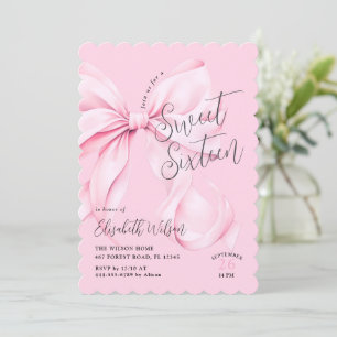 Rosa Bow Sweet sixteen Birthday Inbjudningar