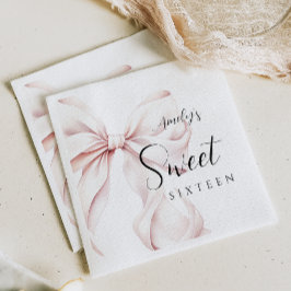 Rosa Bow Sweet sixteen Birthday Pappersservett