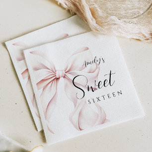 Rosa Bow Sweet sixteen Birthday Pappersservett