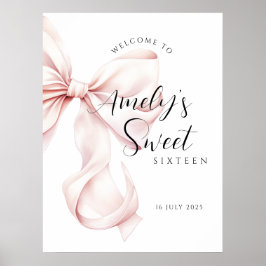 Rosa Bow Sweet sixteen Birthday Välkommen Poster