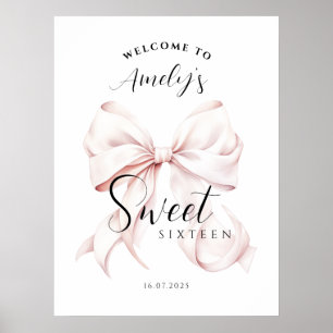 Rosa Bow Sweet sixteen Birthday Välkommen Poster