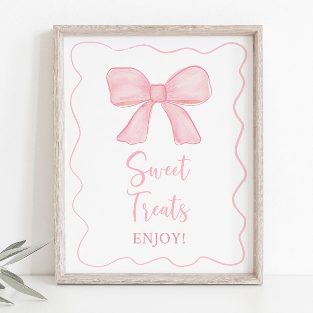 Rosa Bow Sweet Treats Birthday Sign Poster (Skapare uppladdad)