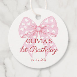 Rosa Bow Swehoney 1st Birthday Gåvor Etiketter