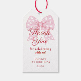 Rosa Bow Swehoney Födelsedagsfest Presentetikett
