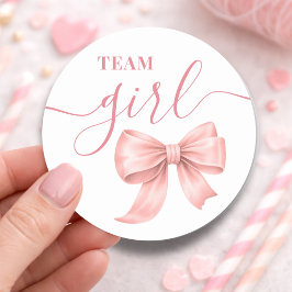 Rosa Bow Team Tjej Könupptäcktsfest Omröstning Runt Klistermärke