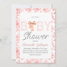 Rosa Bow Toile de Jouy Blommigt Baby Shower