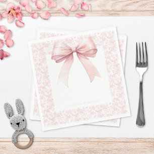 Rosa Bow Toile Girl Baby Shower Pappersservett