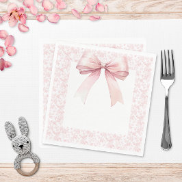 Rosa Bow Toile Girl Baby Shower Pappersservett