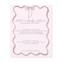 Rosa Bow Vågigt Gräns Baby Shower Menu (barnvisnin