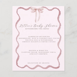 Rosa Bow Vågigt Gräns Baby Shower Menu (barnvisnin