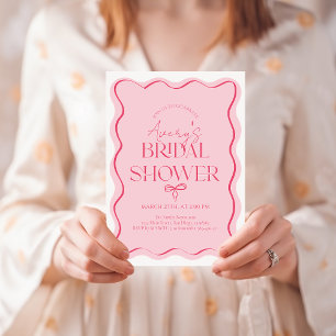 Rosa Bow Vågigt Ram moderna Möhippa Inbjudningar