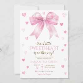 Rosa Bow Valentine Baby Shower Inbjudningar