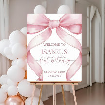 Rosa Bow Välkomstskylt, redigerbar Rosa Bow 1:a fö
