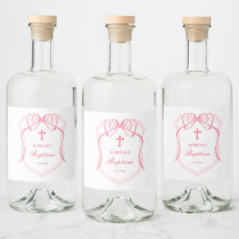 Rosa Bow Vapensköld Baptism Spritflaskor Etikett