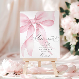 Rosa Bow-vattenfärgen Momosa pub Baby Shower Poster