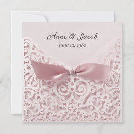  Rosa Bow vid förnyelse av Snöre Vow Inbjudningar