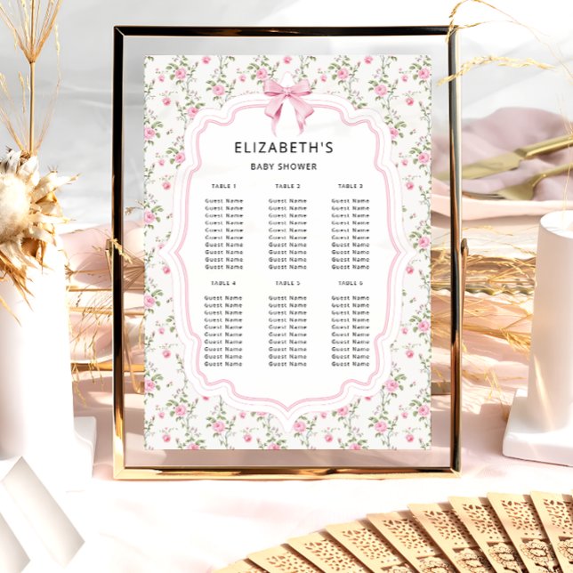 Rosa Bow Vintage Blommigt Babykläder, sittplats Poster (Skapare uppladdad)