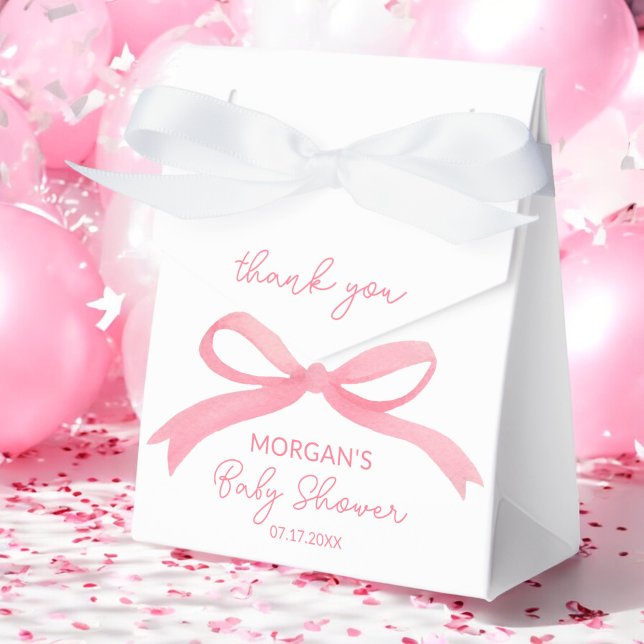  Rosa Bow Watercolor Baby Shower Presentaskar (Skapare uppladdad)