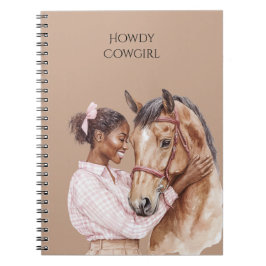 Rosa Bow Western Farm Cowgirl Horse Anteckningsbok