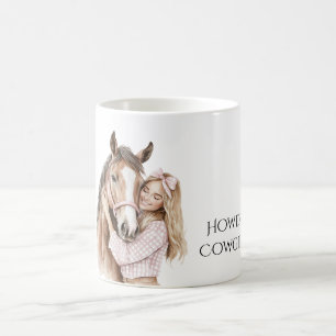 Rosa Bow Western Farm Cowgirl Horse Kaffemugg