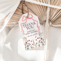 Rosa Bow WildblomBaby Shower Gift Favor Tagg