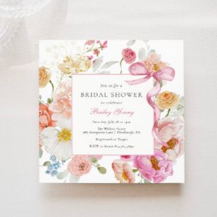 Rosa Bow Wildbloms Möhippa Inbjudningar