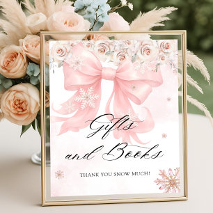 Rosa Bow Winter Baby Shower Gift Bok Poster