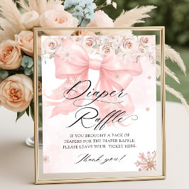 Rosa Bow Winter Baby Shower Raffle Poster