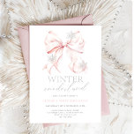 Rosa Bow Winter Onederland 1:a födelsedagsinbjudan Inbjudningar<br><div class="desc">Rosa Bow Winter Onederland 1:a födelsedagsinbjudan med en mjuk,   rosa som är försedd med delikat snöflingor,  utstrålar denna utformning en modern men klassisk vintern under bebisen.</div>