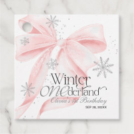 Rosa Bow Winter Onederland 1-års födelsedag Gåvor Etiketter