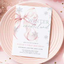 Rosa Bow Winter Onederland Glitter 1:a födelsedag