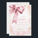 Rosa Bow Winter Onederland Snowflake Birthday Inbjudningar<br><div class="desc">Rosa Bow Winter Onederland Snowflake Birthday Investigation Snöflingor Sprinkled Conquette Birthday Investigation</div>