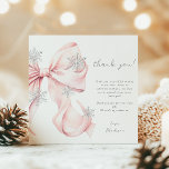 Rosa Bow Winter Snowflake Baby Shower Tack Kort<br><div class="desc">Rosa Bow Winter Snowflake Baby Shower Tack för ditt kort</div>
