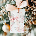 Rosa Bow Winter Theme Baby Shower Presentetikett<br><div class="desc">Baby Det är Kall utanför Rosa Bow Baby Shower Favor Taggar</div>