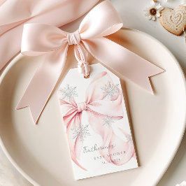 Rosa Bow Winter Theme Baby Shower Presentetikett