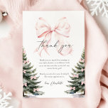 Rosa Bow Winter Träd Baby Shower Tack Kort<br><div class="desc">Rosa Bow Winter Snowflake Baby Shower Tack för ditt kort</div>