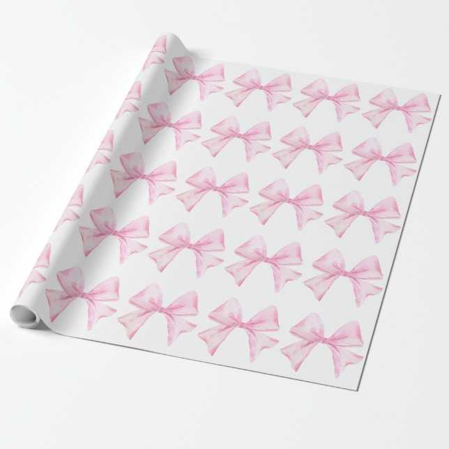 Rosa Bow Wrapping Papper Presentpapper (Utrullad)