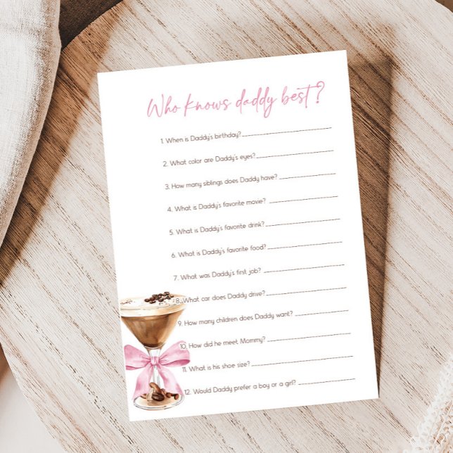 Rosa Bowle Espresso Martini Baby Shower Gissa Vem  (Espresso Baby Shower Game)